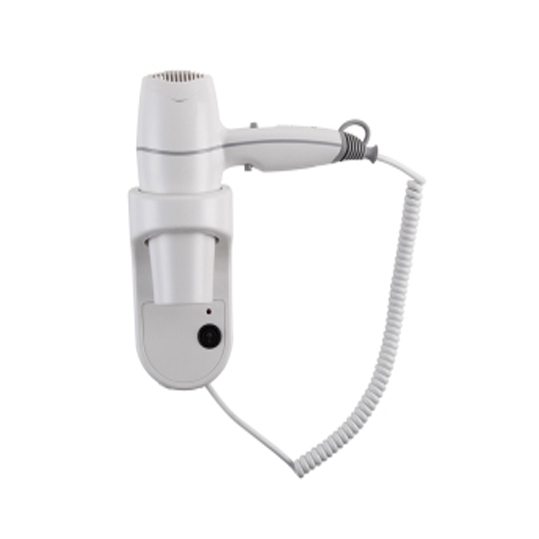 Wall mounted hotel hairdryer